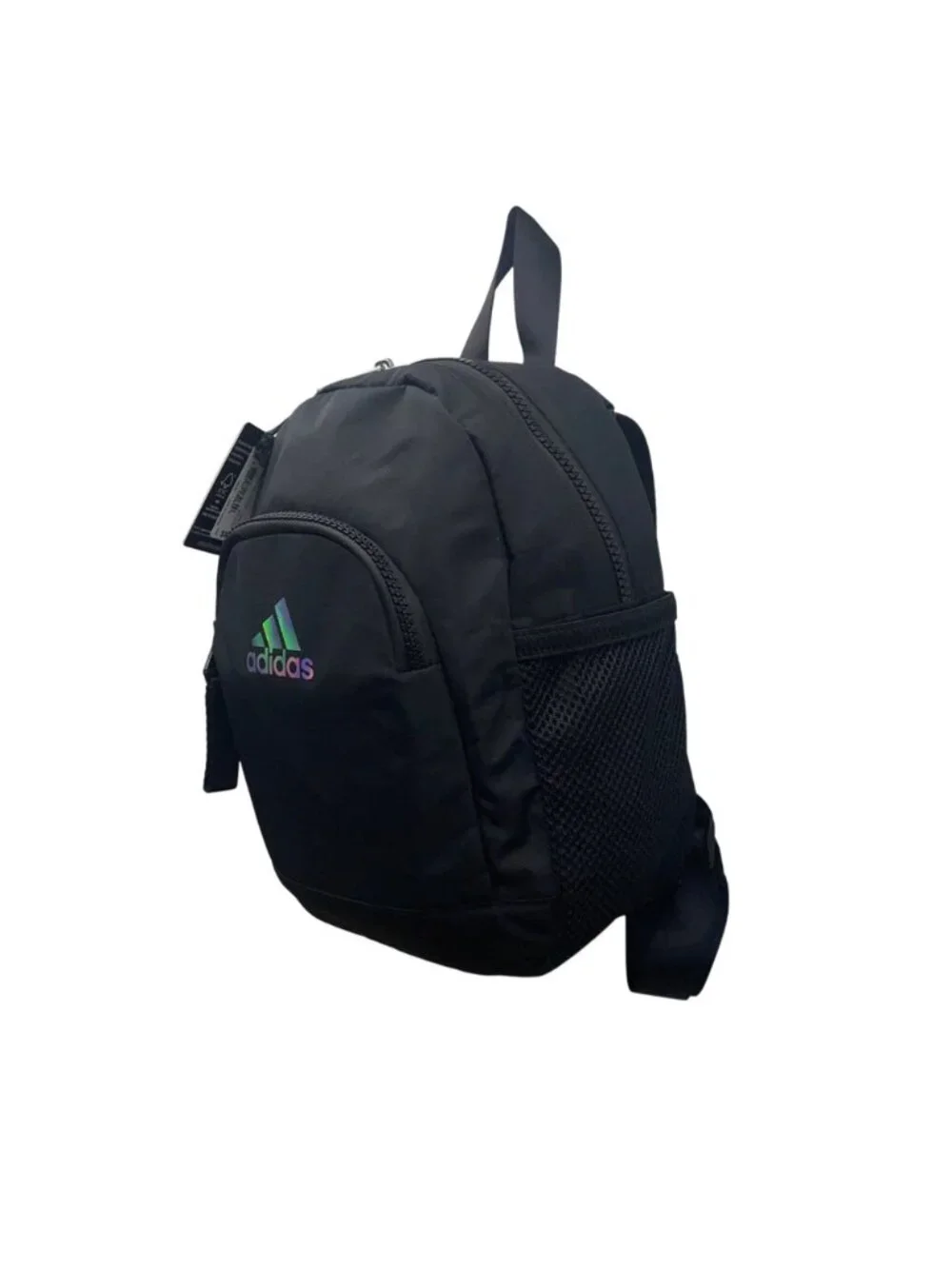Adidas Unisex Black Recycled Content Adjustable Straps Linear 3 Mini Backpack - Picture 2 of 12